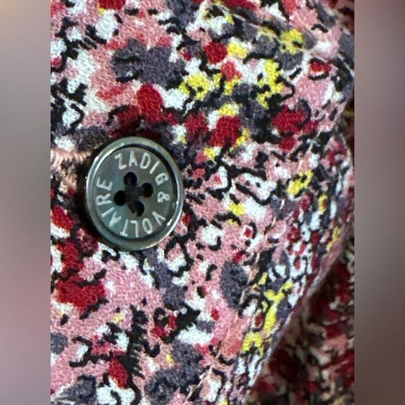 Zadig & Voltaire Blouse Bow Neckline in Floral Rose NWTs Size Small - Picture 9 of 9